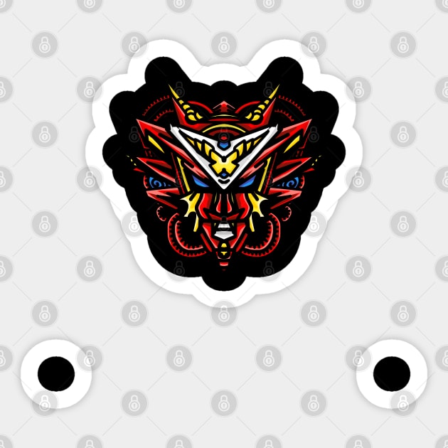 Red Mecha Head Robot Gundam Design Sticker by Excela Studio